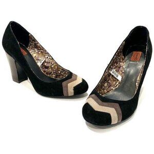Missoni for‎ Target Pumps 7 Heels Block Suede Black Brown Shoes